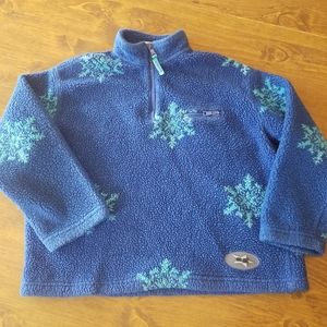 Girls American Girl Pullover Zip Sherpa Sz. Med 10/12 Blue Snowflakes